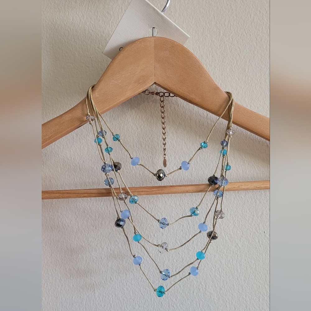 c.A.K.e multi strand twine and faceted bead necklace